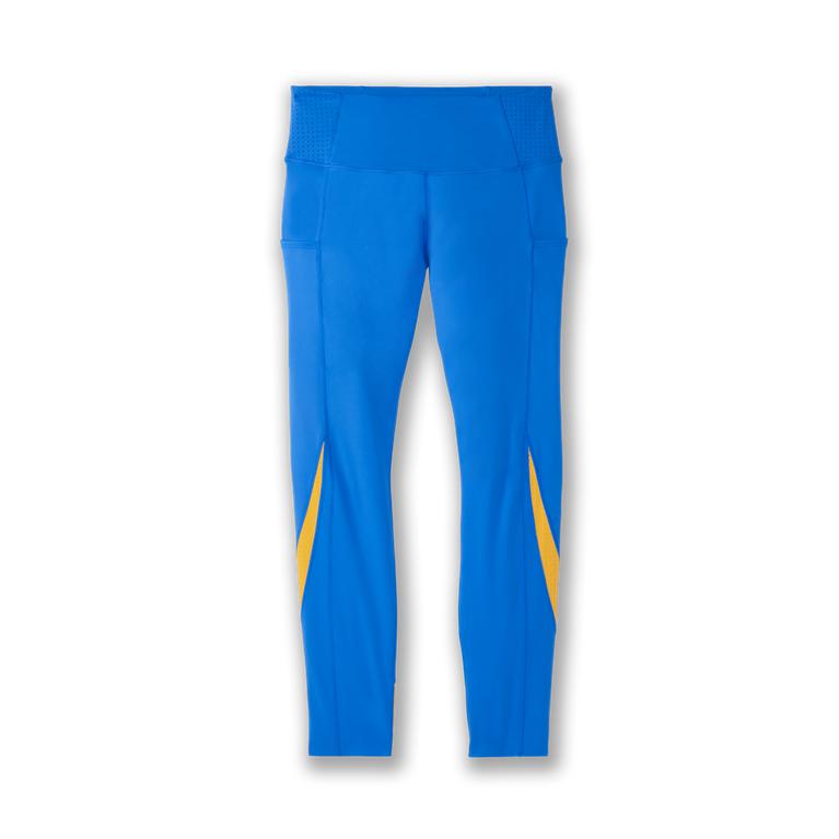 Brooks Method 7/8 - Womens Cropped Running Leggings - Blue Bolt/Saffron/Yellow (28143SXRA)